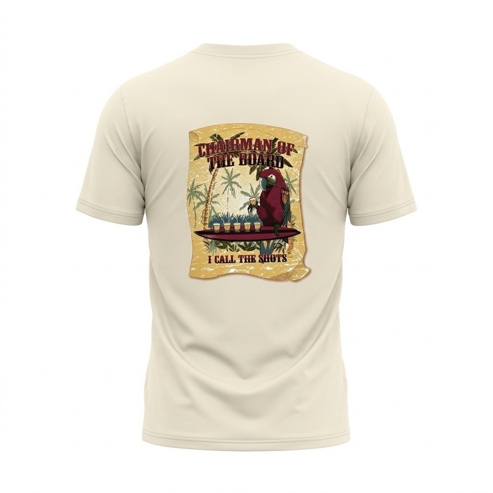 Joe Marlin Men L Graphic T Shirt Parrot "I Call The Shots" Chairman Of The Board